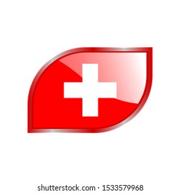 Flag Illustration Within A modern rectangle Of The Country Of Switzerland. Switzerland Flag glossy Button. Switzerland glossy rectangle button. Vector Illustration EPS 10