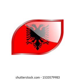 Flag Illustration Within A modern rectangle Of The Country Of Albania. Albania Flag glossy Button. Albania glossy rectangle button. Vector Illustration EPS 10