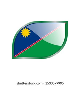 Flag Illustration Within A modern rectangle Of The Country Of Namibia. Namibia Flag glossy Button. Namibia glossy rectangle button. Vector Illustration EPS 10
