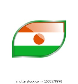Flag Illustration Within A modern rectangle Of The Country Of Niger. Niger Flag glossy Button. Niger glossy rectangle button. Vector Illustration EPS 10