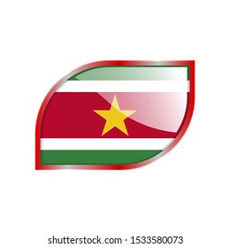 Flag Illustration Within A modern rectangle Of The Country Of Suriname. Suriname Flag glossy Button. Suriname glossy rectangle button. Vector Illustration EPS 10