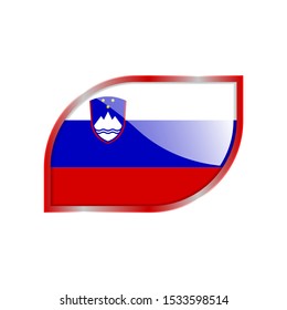 Flag Illustration Within A modern rectangle Of The Country Of Slovenia. Slovenia Flag glossy Button. Slovenia glossy rectangle button. Vector Illustration EPS 10