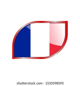 Flag Illustration Within A modern rectangle Of The Country Of France. France Flag glossy Button. France glossy rectangle button. Vector Illustration EPS 10