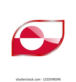 Flag Illustration Within A modern rectangle Of The Country Of Greenland. Greenland Flag glossy Button. Greenland glossy rectangle button. Vector Illustration EPS 10