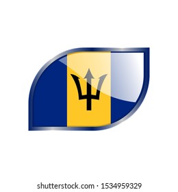 Flag Illustration Within A modern rectangle Of The Country Of Barbados. Barbados Flag glossy Button. Barbados glossy rectangle button. Vector Illustration EPS 10