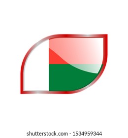 Flag Illustration Within A modern rectangle Of The Country Of Madagascar. Madagascar glossy Button. Madagascar national Flag glossy rectangle button.