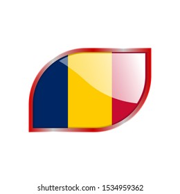 Flag Illustration Within A modern rectangle Of The Country Of Chad. Chad glossy Button. Chad national Flag glossy rectangle button. EPS 10