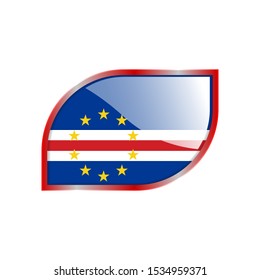 Flag Illustration Within A modern rectangle Of The Country Of Cape Verde. Cape Verde glossy Button. Cape Verde national Flag glossy rectangle button. EPS 10