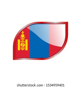 Flag Illustration Within A modern rectangle Of The Country Of Mongolia. Mongolia glossy Button. Mongolia national Flag glossy rectangle button.