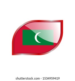 Flag Illustration Within A modern rectangle Of The Country Of Maldives. Maldives glossy Button. Maldives national Flag glossy rectangle button.