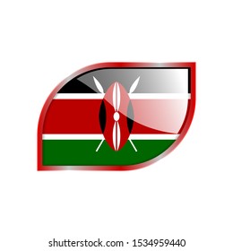 Flag Illustration Within A modern rectangle Of The Country Of Kenya. Kenya glossy Button. Kenya national Flag glossy rectangle button.