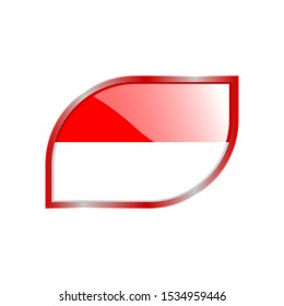 Flag Illustration Within A modern rectangle Of The Country Of Indonesia. Indonesia glossy Button. Indonesia national Flag glossy rectangle button.