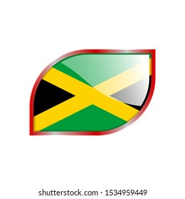 Flag Illustration Within A modern rectangle Of The Country Of Jamaica. Jamaica glossy Button. Jamaica national Flag glossy rectangle button.
