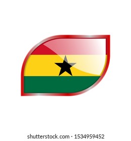 Flag Illustration Within A modern rectangle Of The Country Of Ghana. Ghana glossy Button. Ghana national Flag glossy rectangle button.