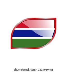 Flag Illustration Within A modern rectangle Of The Country Of Gambia. Gambia glossy Button. Gambia national Flag glossy rectangle button.