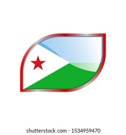 Flag Illustration Within A modern rectangle Of The Country Of Djibouti. Djibouti glossy Button. Djibouti national Flag glossy rectangle button.