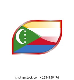 Flag Illustration Within A modern rectangle Of The Country Of Comoros. Comoros glossy Button. Comoros national Flag glossy rectangle button.