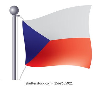 Flag illustrations, icons, Czech flag, vector data waving in the wind.