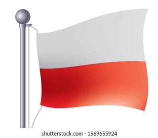 Flag illustrations, icons, Polish flag, vector data waving in the wind.