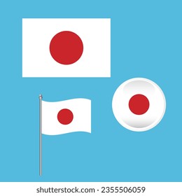 Flag Illustrations of Japan on white background. Japan set of vector design elements for your infographics.