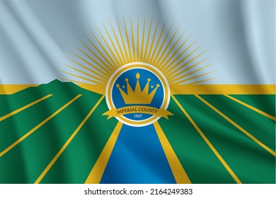 Flag of Imperial County, California, USA. Realistic waving flag of Imperial County vector background.