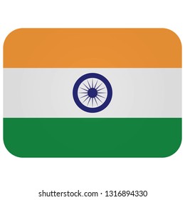 Flag of india Abstract concept, icon, button. illustration on white background.