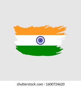 Flag of India with brush stroke effect, India flag template design. Vector Eps 10