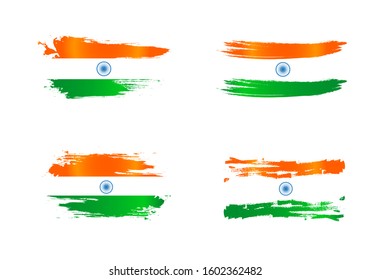 Flag of India with brush stroke effect, India flag template design. Vector Eps 10