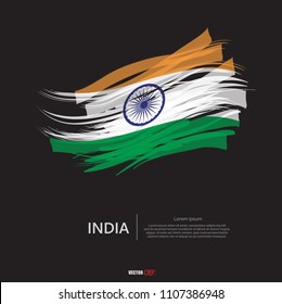 Flag of India with  brush stroke, grunge style background vector.
