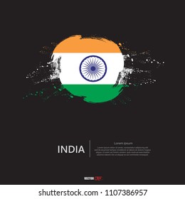 Flag of India with  brush stroke, grunge style background vector.