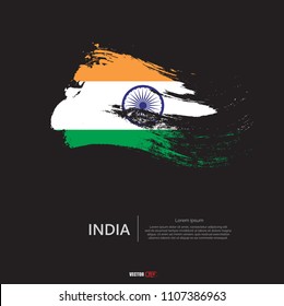 Flag of India with  brush stroke, grunge style background vector.