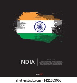 Flag of India with  brush stroke, grunge style background vector.