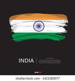 Flag of India with brush stroke, grunge style background vector.