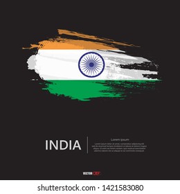 Flag of India with  brush stroke, grunge style background vector.