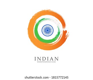 Flag of India Brush strokes drawn by hand Vector illustration on white background Independence Day