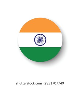 La bandera de la India. Icono de indicador de botón. Color estándar. Indicador de icono de círculo. 3 quinquies ilustración. Ilustración del equipo. Ilustración digital. Ilustración vectorial.