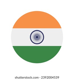 The flag of India. Button flag icon. Standard color. Circle icon flag. Computer illustration. Digital illustration. Vector illustration.