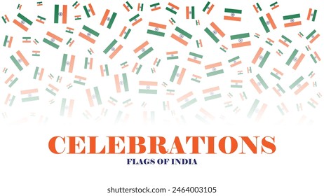Flag of India, Celebrations Vektorillustration, Design, Poster, isoliert auf weißem Hintergrund, vollständig editierbares EPS-Dateiformat.