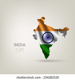 Flag of India as a country with a shadow