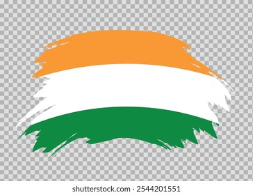 Bandera de la India con efecto de pincel de trazo de pintura en fondo aislado