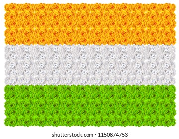 Flag of India floral background ornament mala. Vector illustration