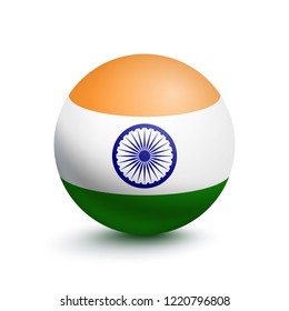 Flag of India in the form of a ball isolated on a white background. Vector illustration
