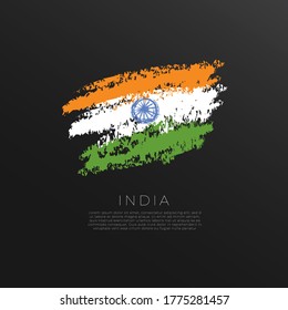 Bandera de la India en el paso del pincel de Grunge : Ilustración vectorial