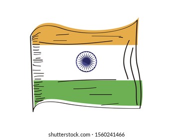 Flag of India. Hand drawing - Vector illustration