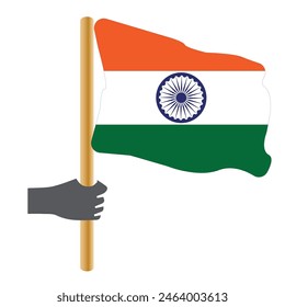Flag of India, handhold vector illustration, template, design, poster for social media or any web or print purpose, fully editable EPS format.