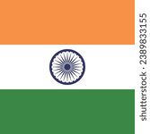 The flag of India. Flag icon. Standard color. A square flag. Square icon. Computer illustration. Digital illustration. Vector illustration.