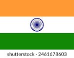 The flag of India. Flag icon. Standard color. Vector illustration.