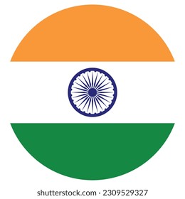 The flag of India. Flag icon. Standard color. A circular flag. Computer illustration. Digital illustration. Vector illustration.