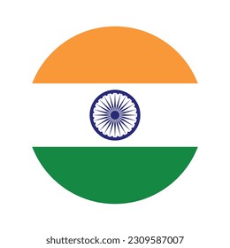 The flag of India. Flag icon. Standard color. A circular flag. Computer illustration. Digital illustration. Vector illustration.
