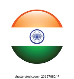The flag of India. Flag icon. Standard color. A round flag. Computer illustration. Digital illustration. Vector illustration.